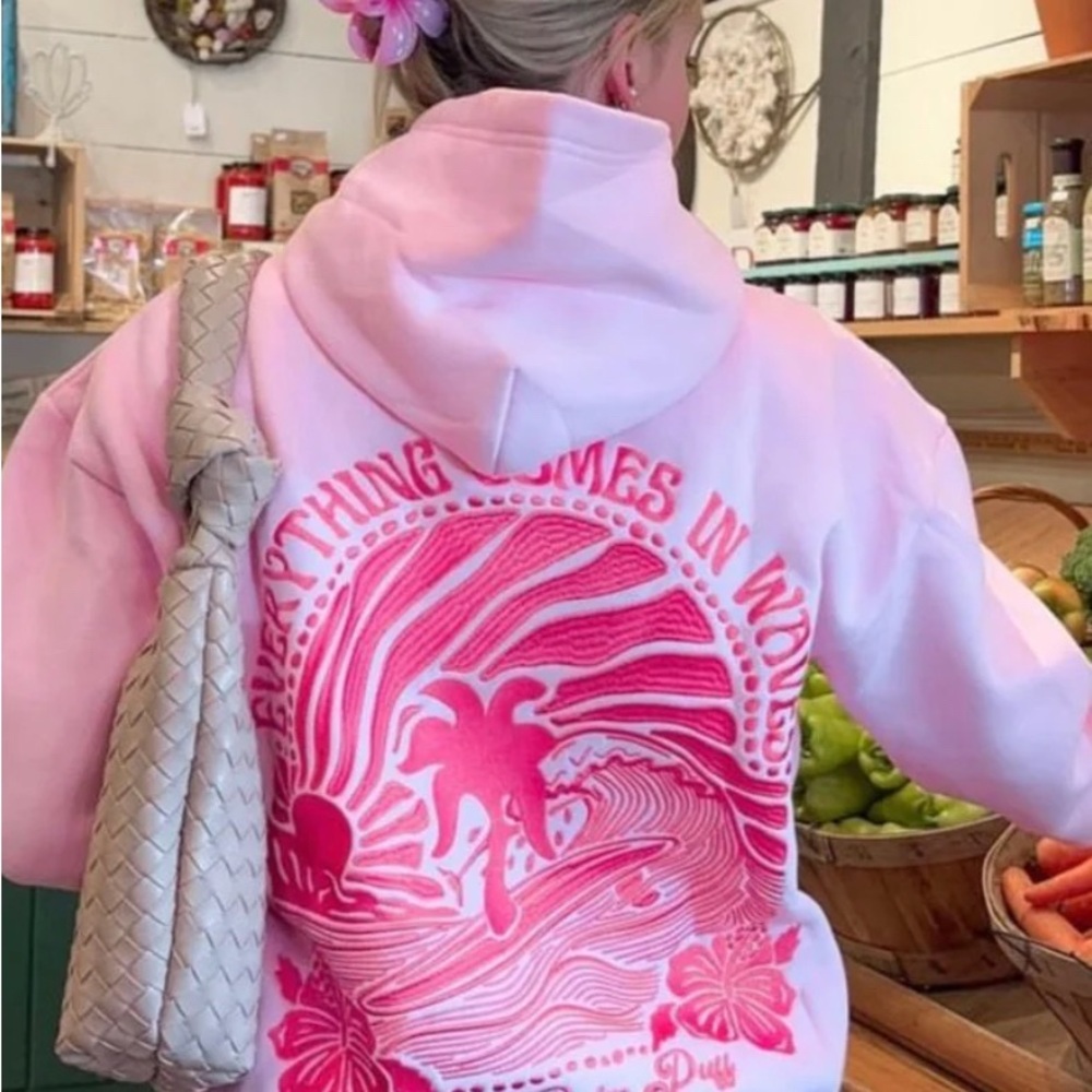 Pink Palm Puff Hoodie